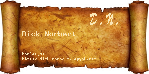 Dick Norbert névjegykártya